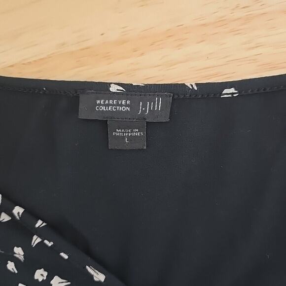J. Jill Wearever Collection‎ Black and White Print Dress Size Large Long Sleeve - Picture 3 of 10
